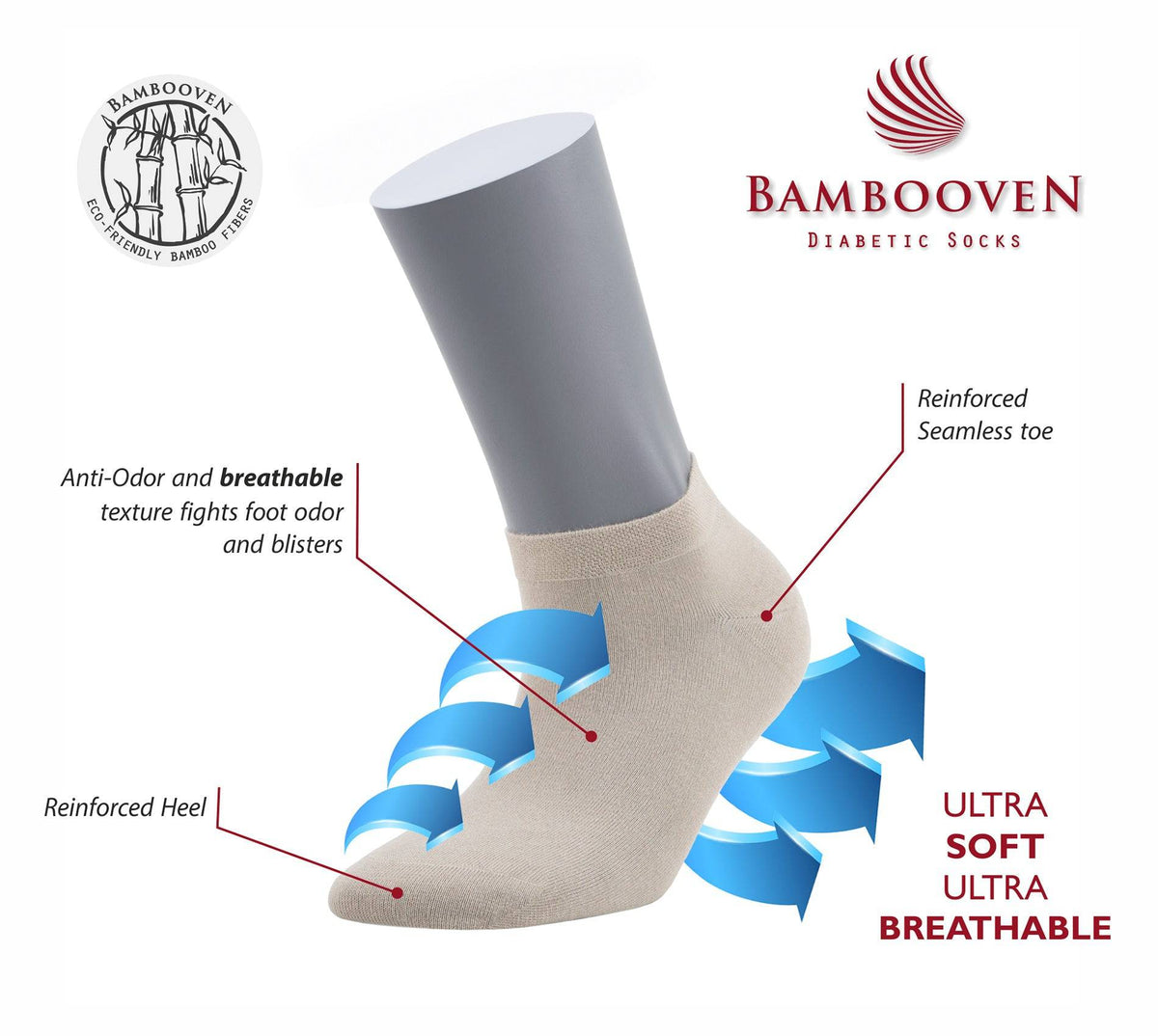 Bambooven Women’s Casual Ankle Socks – Premium Bamboo, Super Soft, Odor Free and Breathable, Ankle Socks, Low-Cut Sneaker Socks (8 Pack)-599 - Bambooven