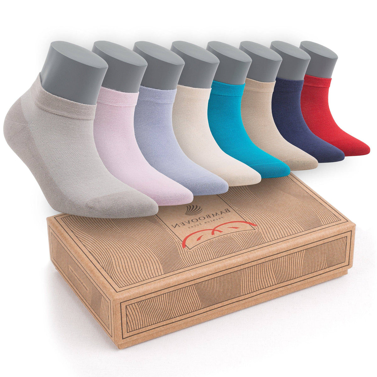 Bambooven Women’s Casual Ankle Socks – Premium Bamboo, Super Soft, Odor Free and Breathable, Ankle Socks, Low-Cut Sneaker Socks (8 Pack)-599 - Bambooven