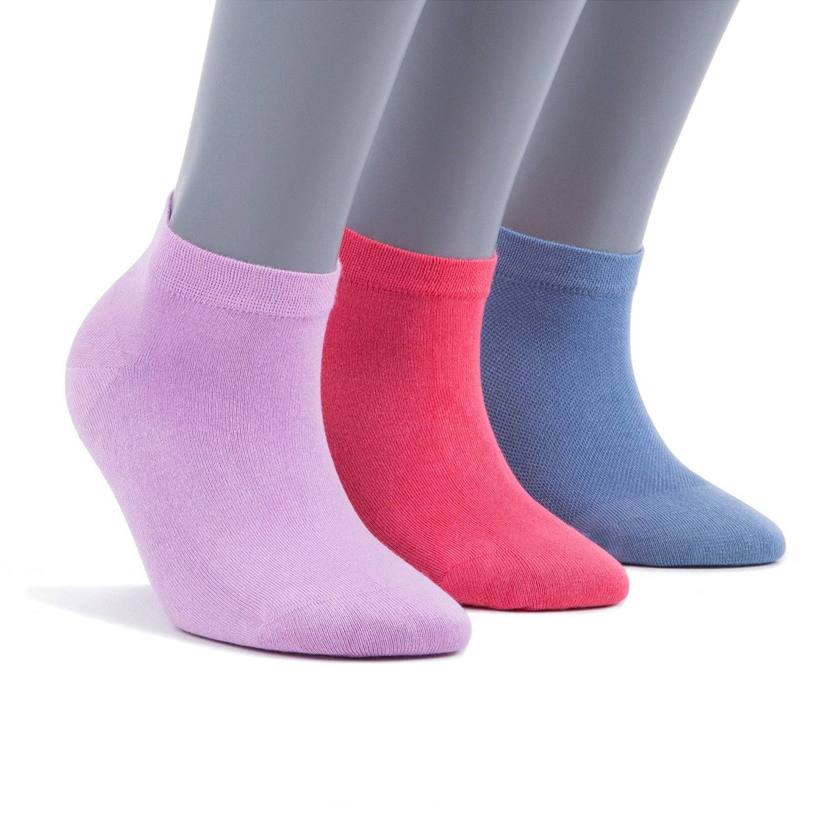 Women’s Bamboo Ankle Socks 3-Pack, Orchid, Coral & Blue