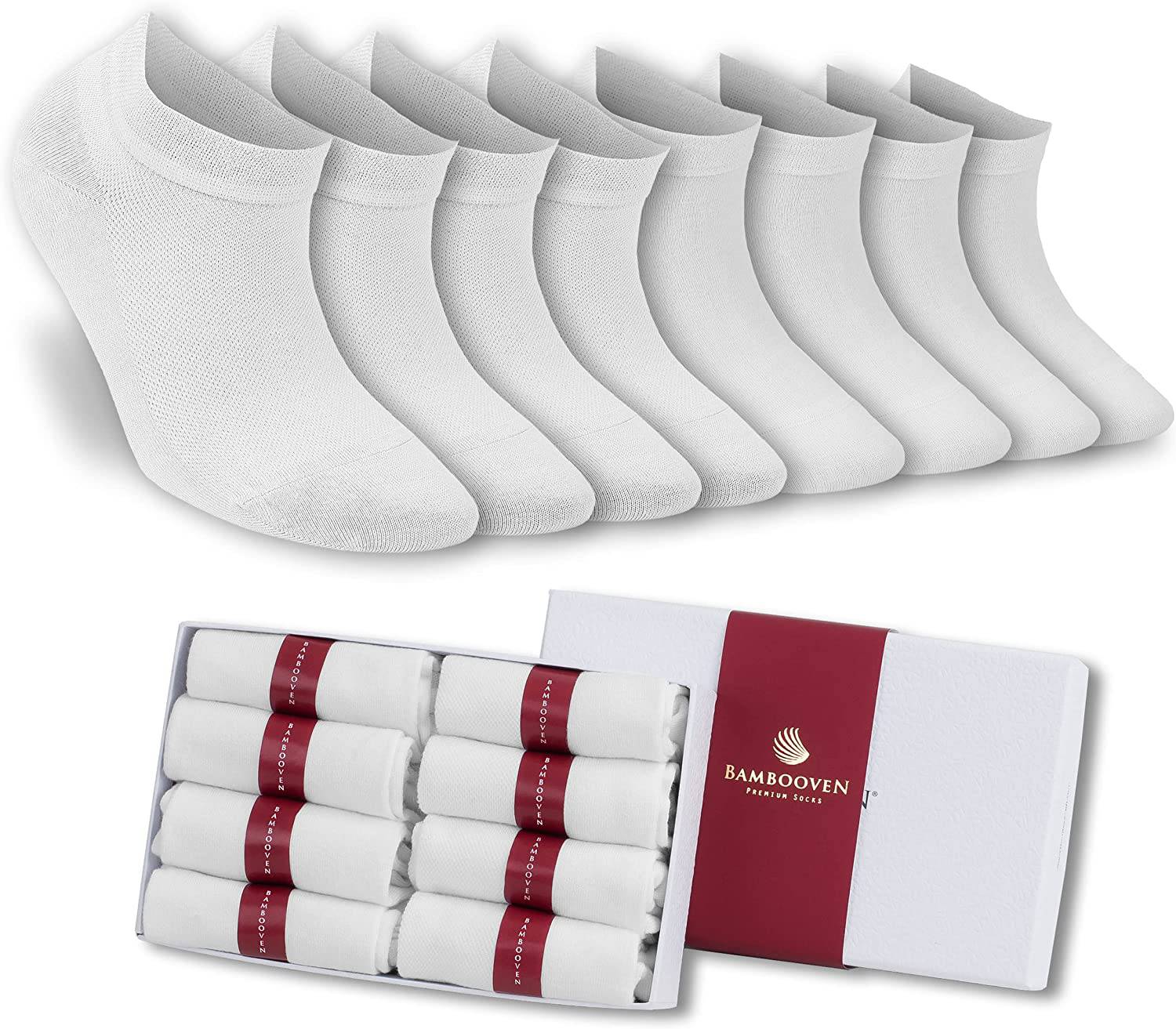 Women’s Bamboo Ankle Socks 8-Pack "White" - 631 - Bambooven