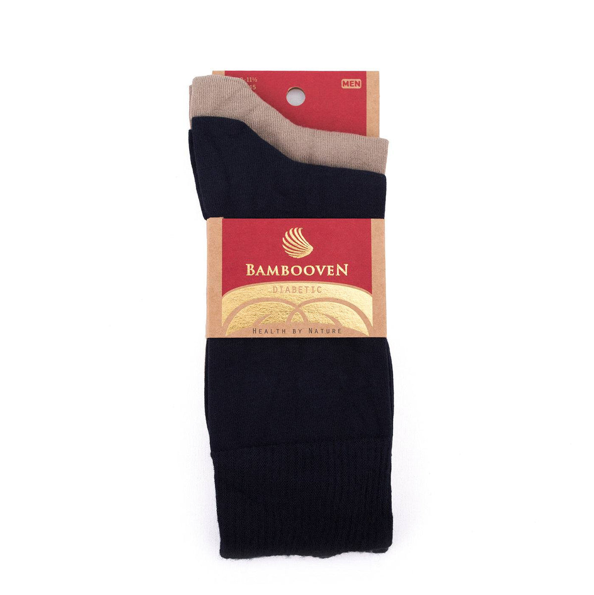 Men’s Bamboo Diabetic Dress Socks Multi-Pack, Navy & Beige