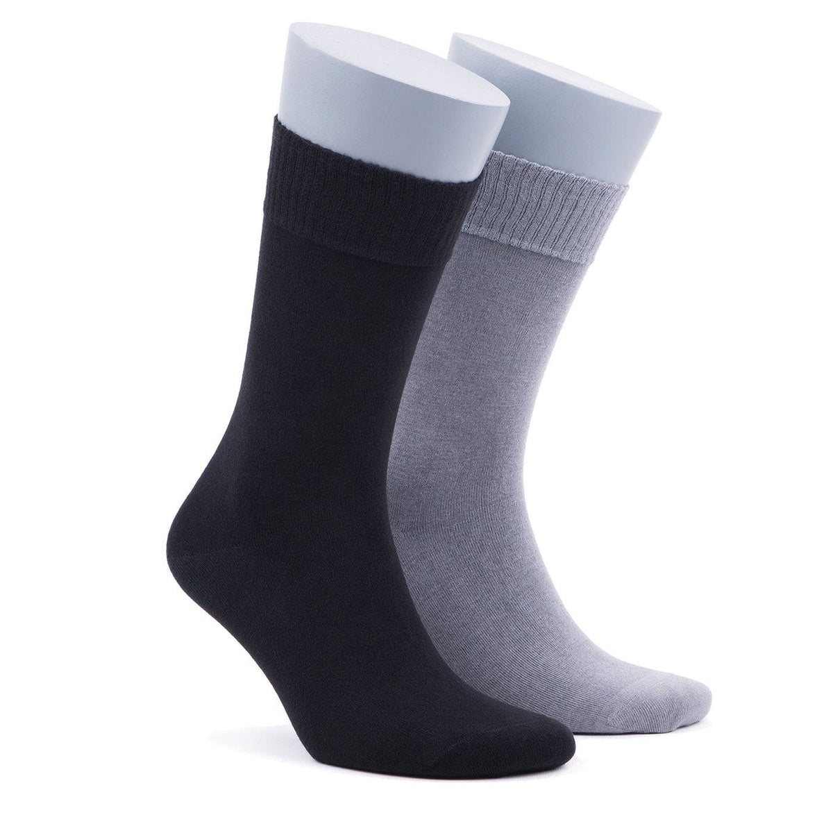 Men’s Bamboo Diabetic Dress Socks Multi-Pack, Grey & Black