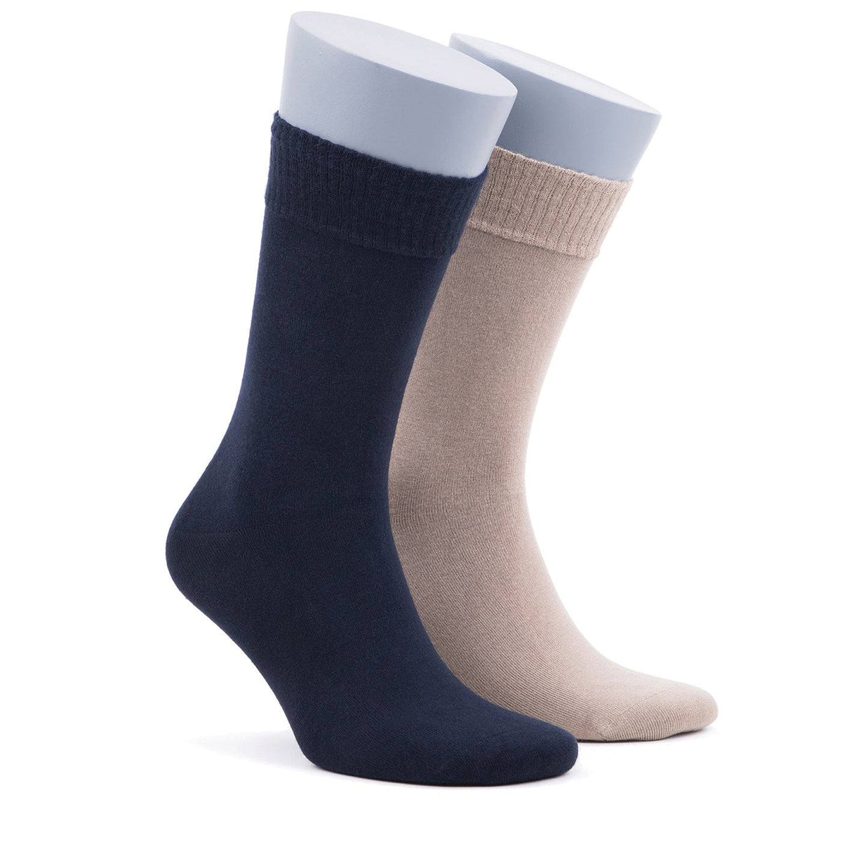 Men’s Bamboo Diabetic Dress Socks Multi-Pack, Navy & Beige
