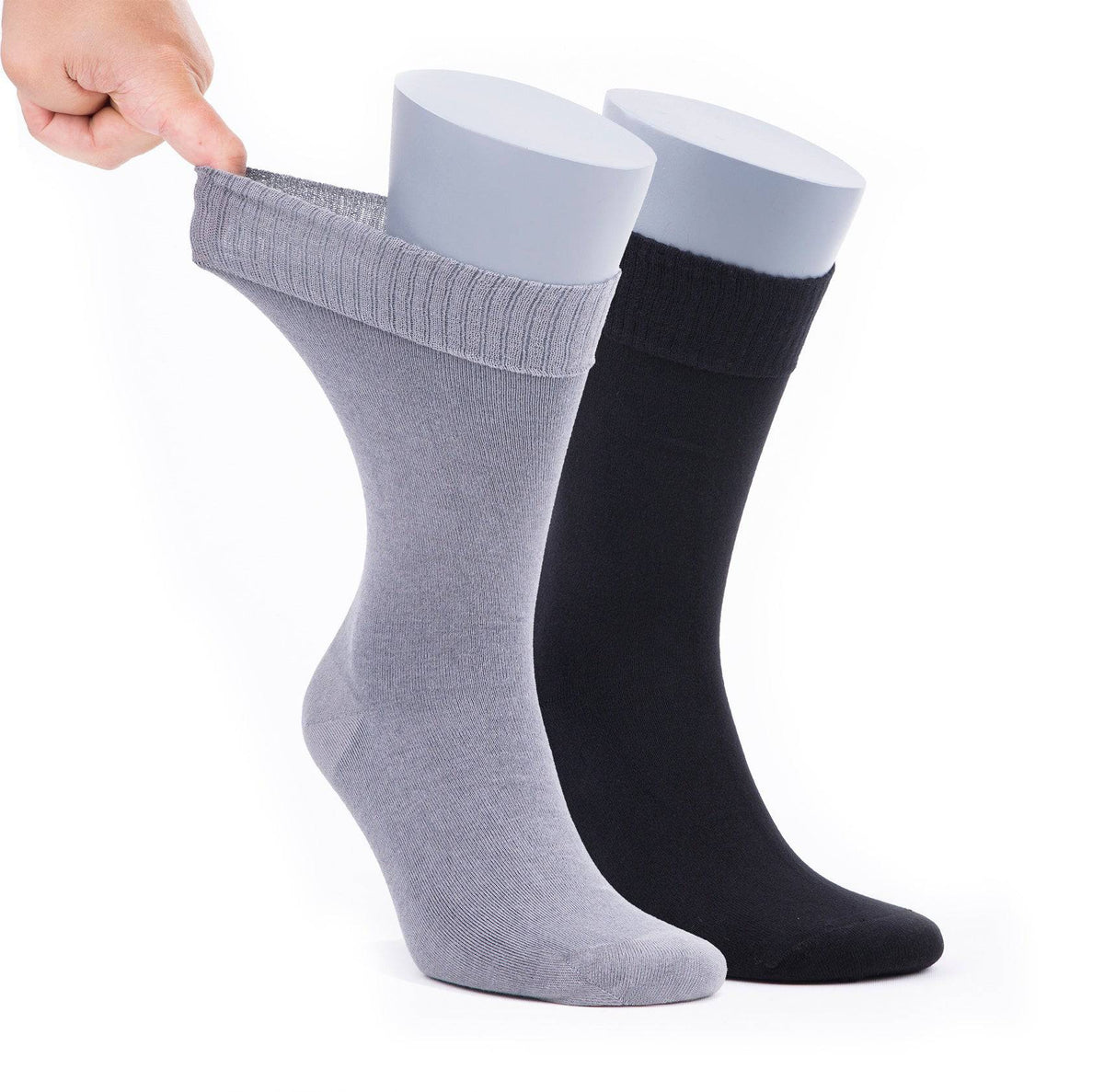 Men’s Bamboo Diabetic Dress Socks Multi-Pack, Grey & Black