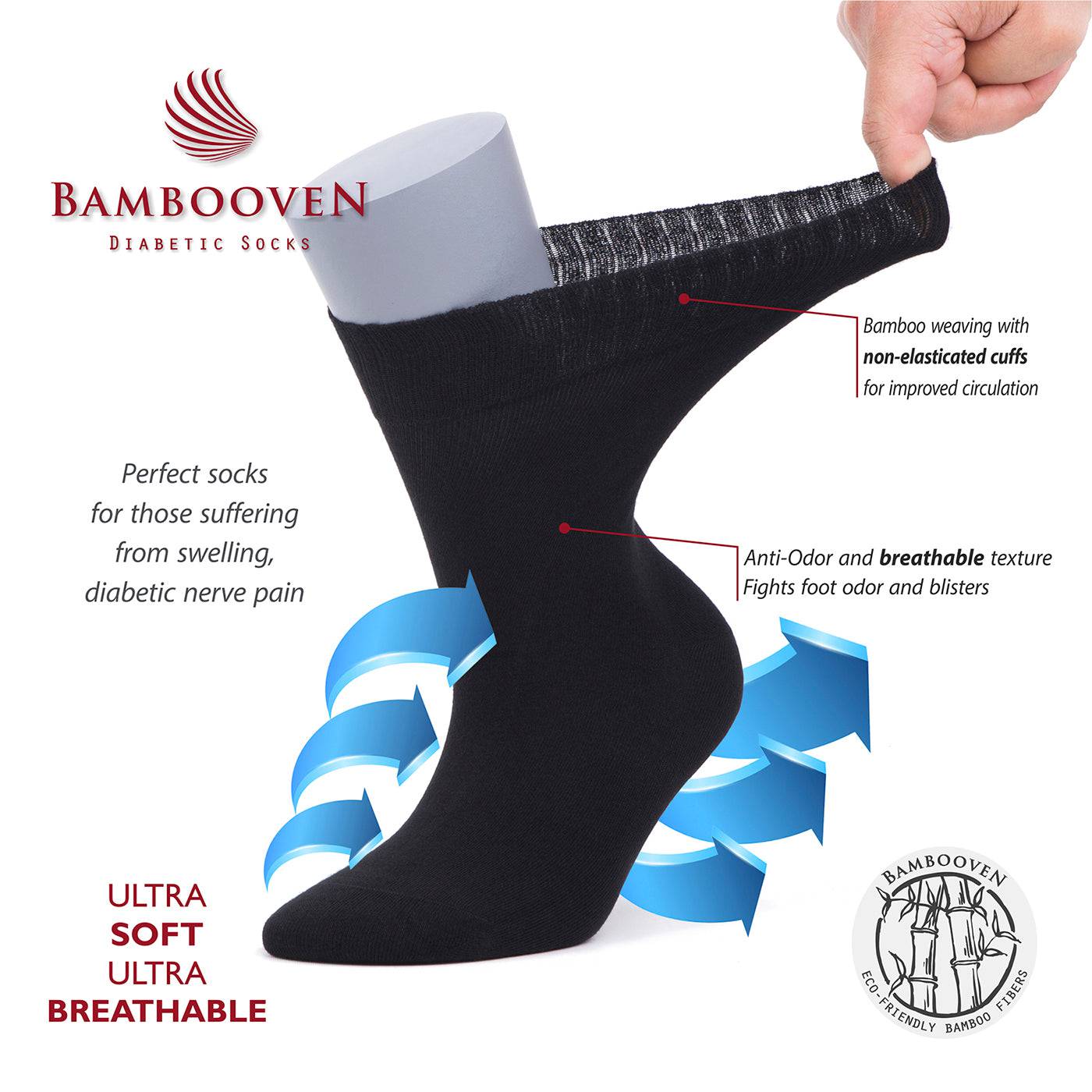 Women’s Bamboo Diabetic Crew Socks 6-Pack - 586 - Bambooven