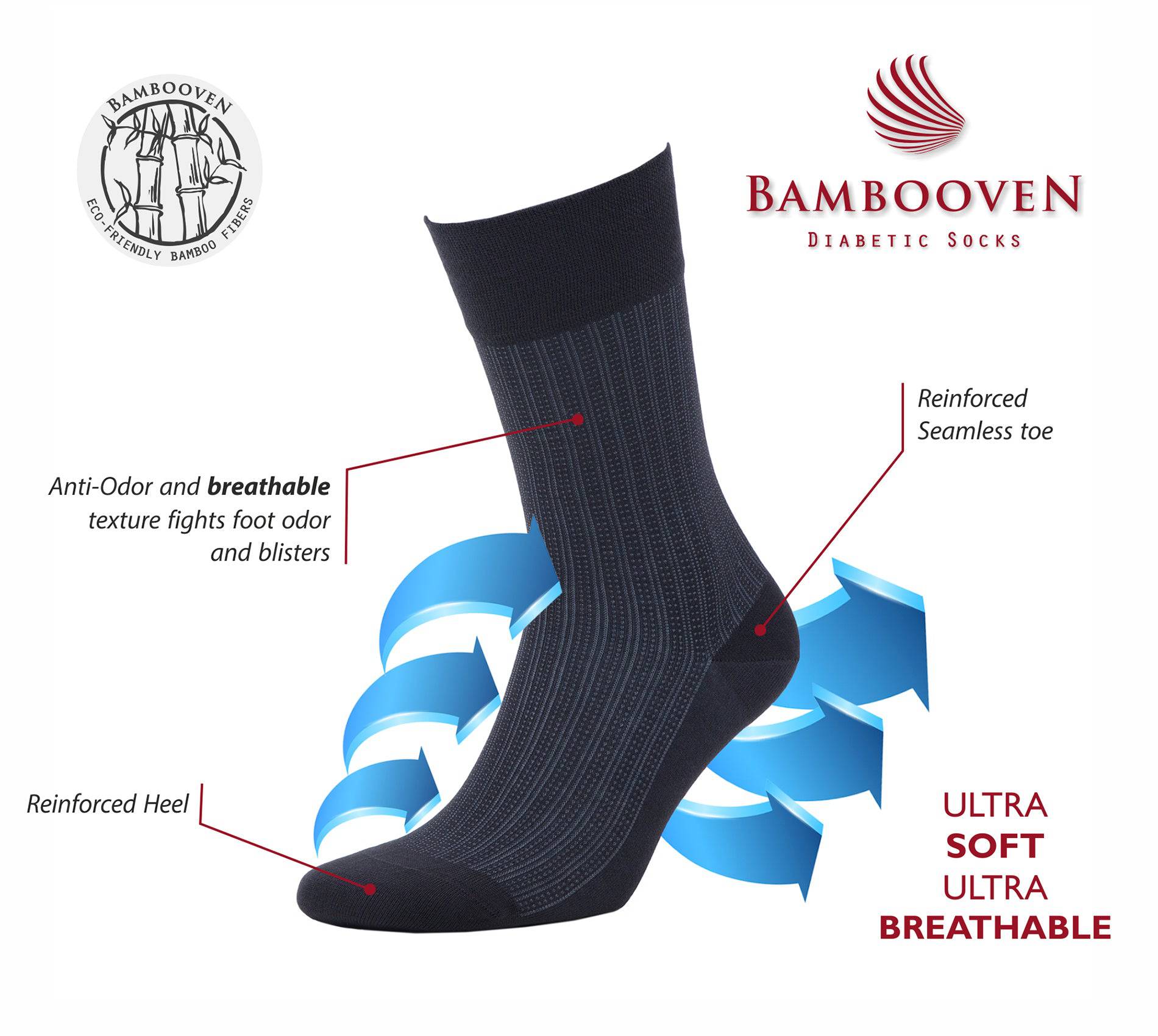 Men’s Bamboo Lightweight Dress & Trouser Socks - (8 Pack) 636 - Bambooven