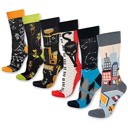 Fun Crew Socks for Men and Women – Colorful Cotton Novelty 6-Pack - Bambooven