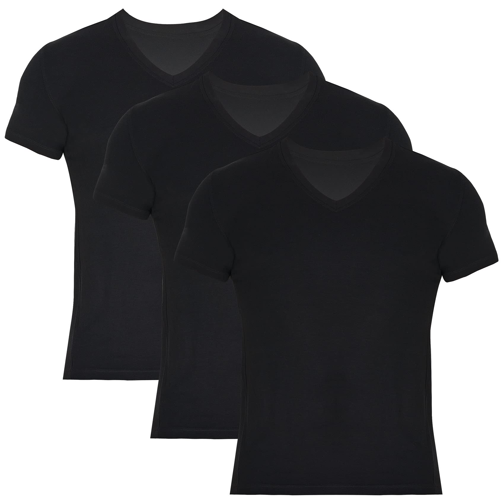 BAMBOOVEN Camiseta con Cuello en V para Hombre Bambú Premium, Súper