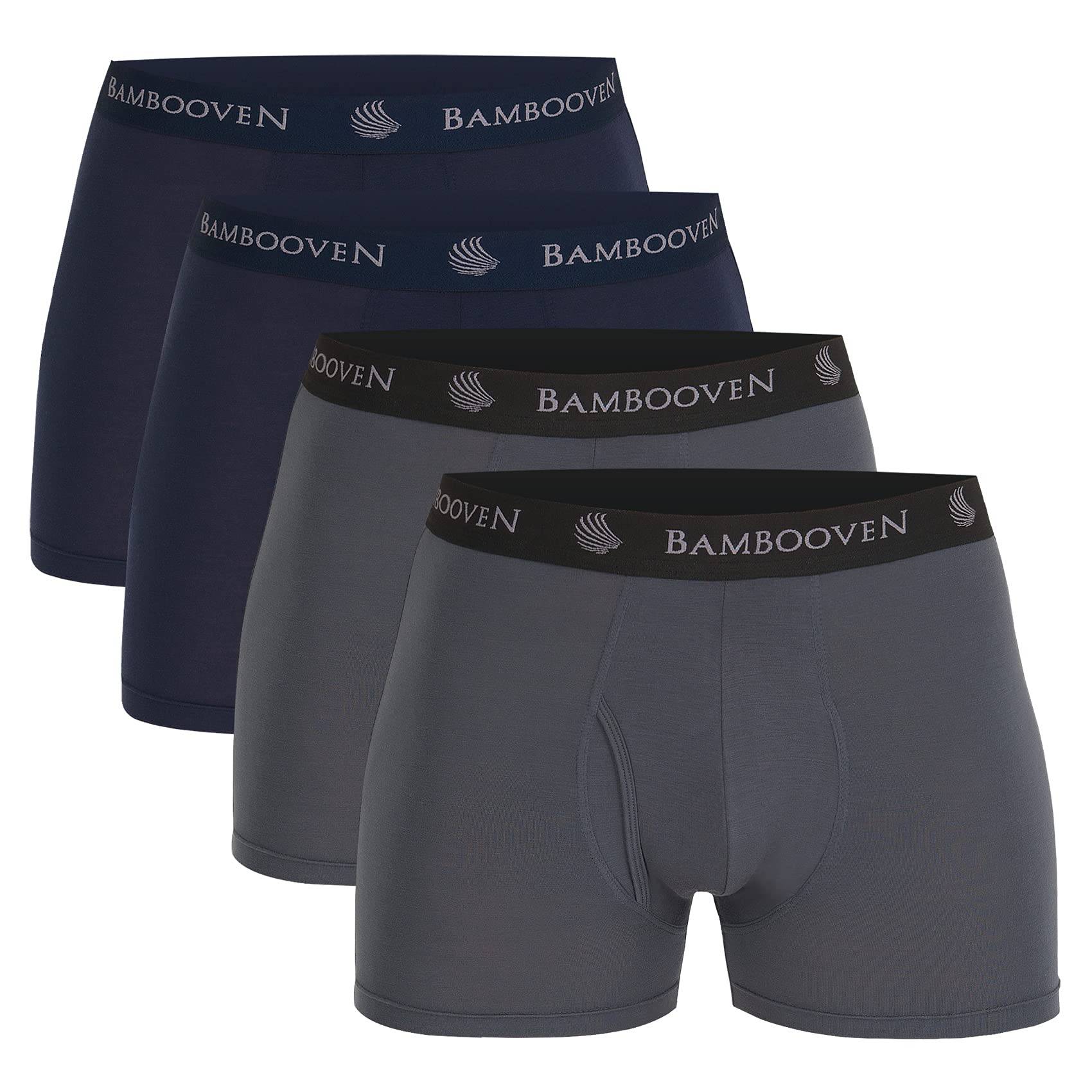 Men's Breathable Bamboo Boxer Briefs with Fly โ Sweat-Wicking (4 Pack) - Bambooven