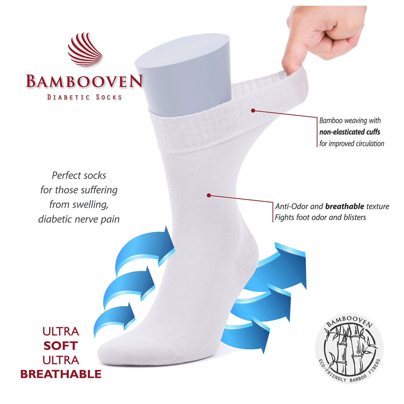 Men’s Bamboo Diabetic Socks 2-Pack - Ultra Thin - Bambooven