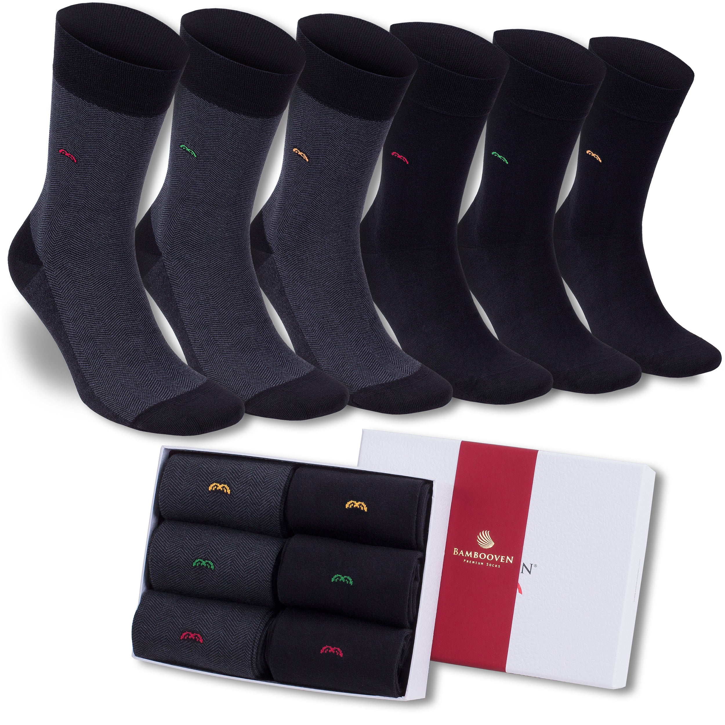 Bambooven Men’s Dress & Trouser Socks – Odor-Free Bamboo (6 Pairs) 623 - Bambooven