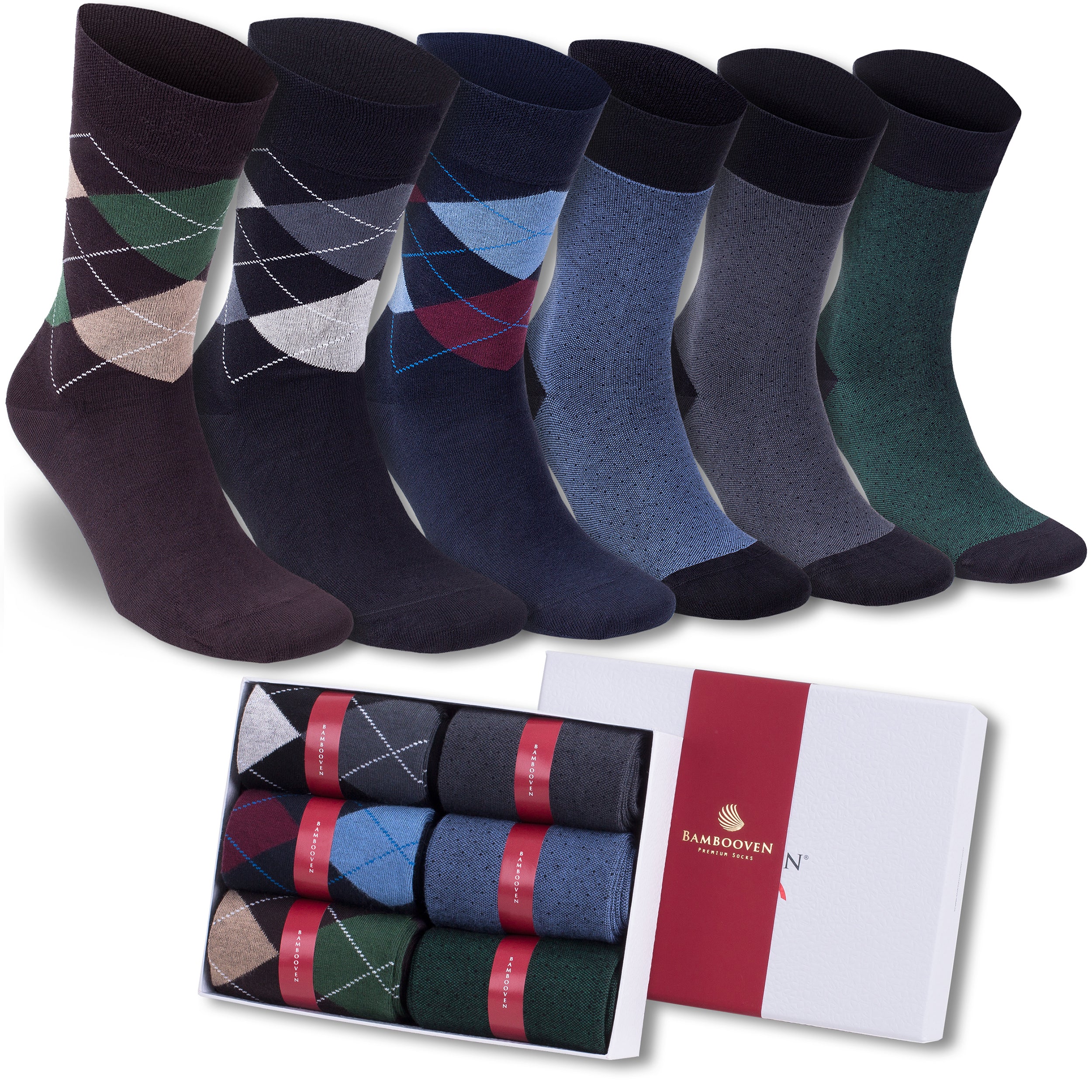 Bambooven Men’s Dress & Trouser Socks – Odor-Free Bamboo (6 Pairs) 624 - Bambooven