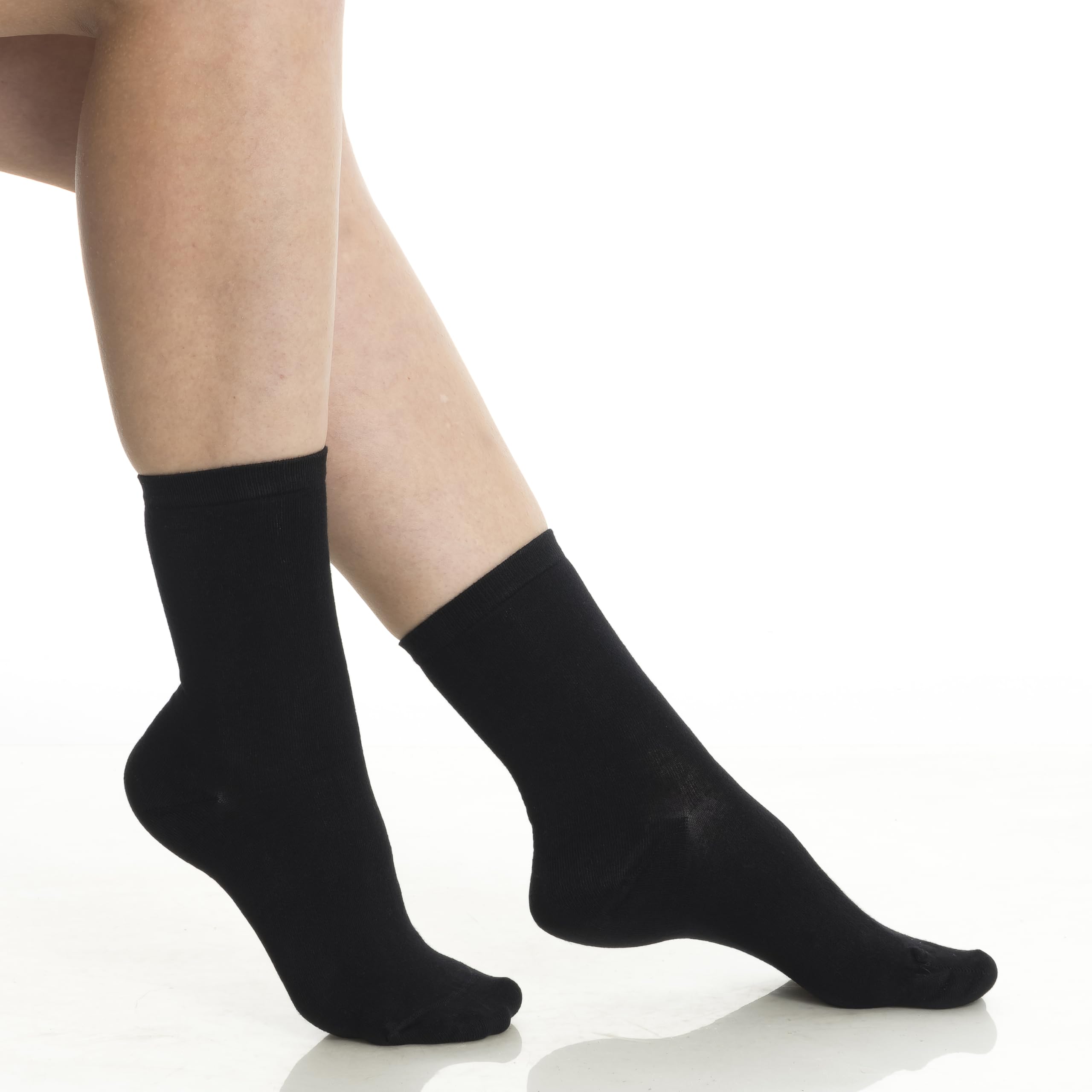 BAMBOOVEN Women’s Bamboo Crew Socks for Women - Super Soft, Odor Free and Breathable Socks - 3 Pairs (Women’s Shoe Size 6-9/9-12) - Bambooven