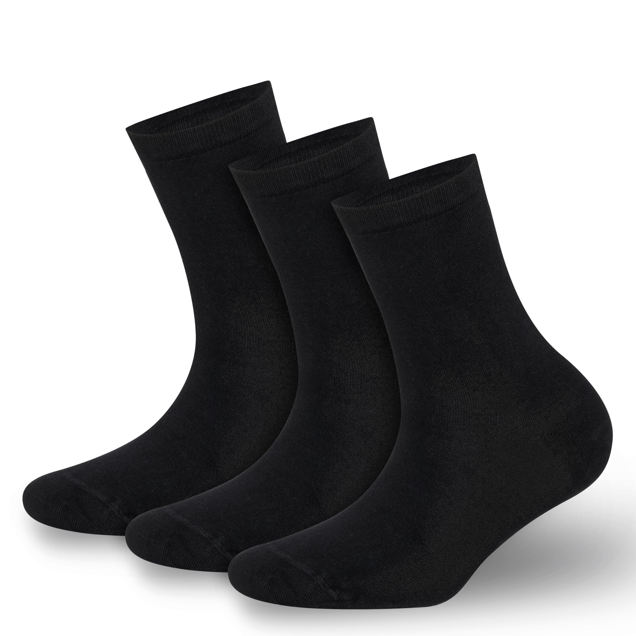 BAMBOOVEN Women’s Bamboo Crew Socks for Women - Super Soft, Odor Free and Breathable Socks - 3 Pairs (Women’s Shoe Size 6-9/9-12) - Bambooven
