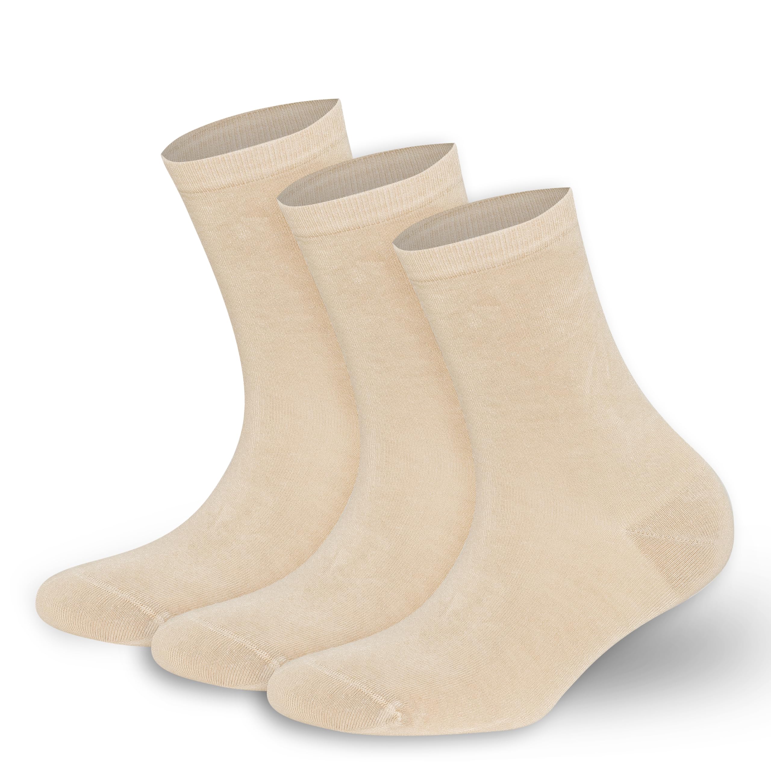 BAMBOOVEN Women’s Bamboo Crew Socks for Women - Super Soft, Odor Free and Breathable Socks - 3 Pairs (Women’s Shoe Size 6-9/9-12) - Bambooven