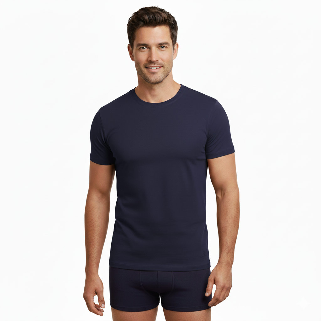 BAMBOOVEN Camiseta con cuello redondo para hombre - Bambú premium, cuello redondo clásico, camiseta ajustada moderna, camiseta interior para hombre de fibra de lujo (paquete de 3)