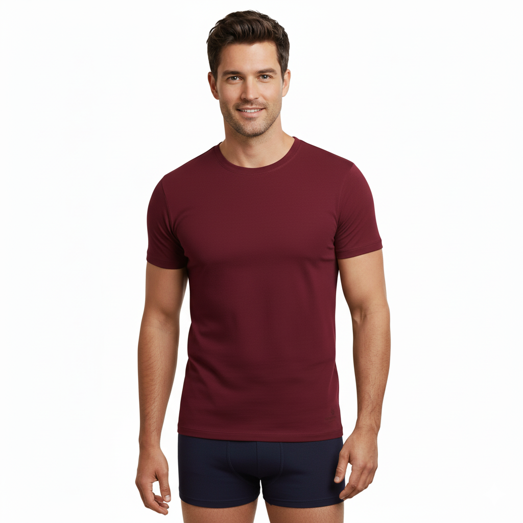 BAMBOOVEN Camiseta con cuello redondo para hombre - Bambú premium, cuello redondo clásico, camiseta ajustada moderna, camiseta interior para hombre de fibra de lujo (paquete de 3)