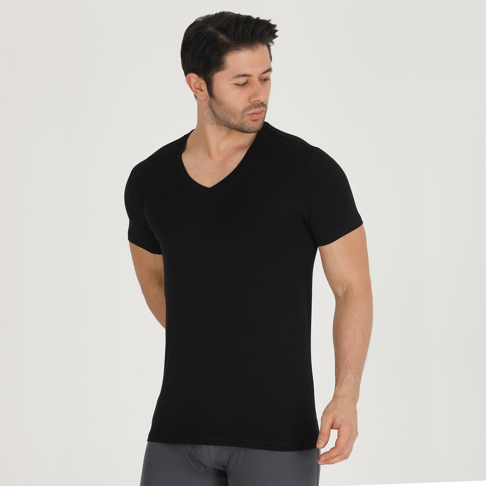Maillot de corps col V en bambou pour homme (lot de 3)