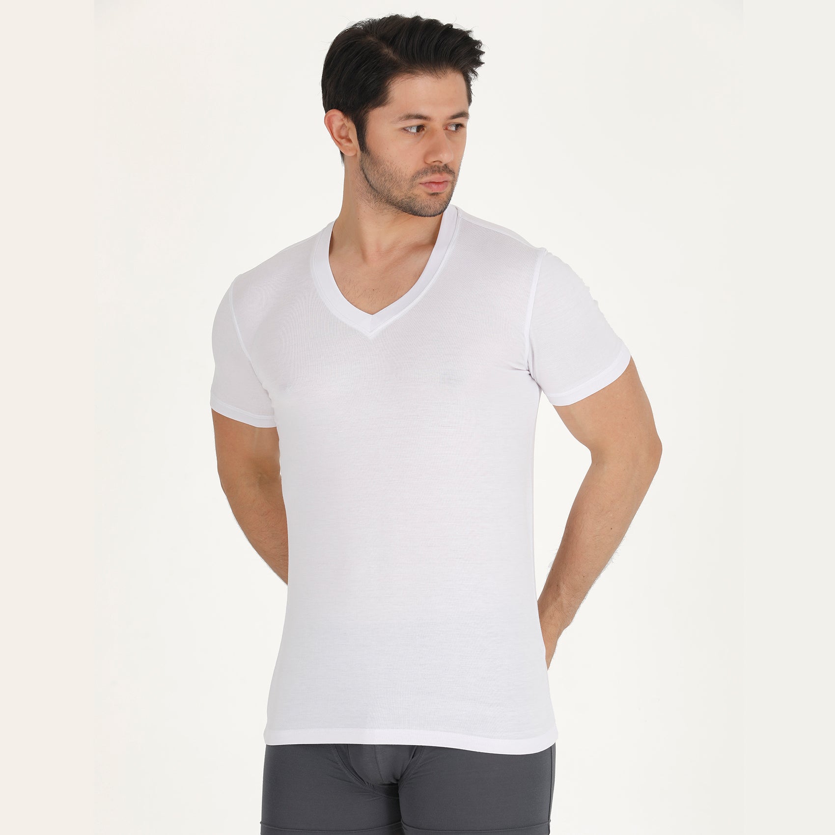 Maillot de corps col V en bambou pour homme (lot de 3)