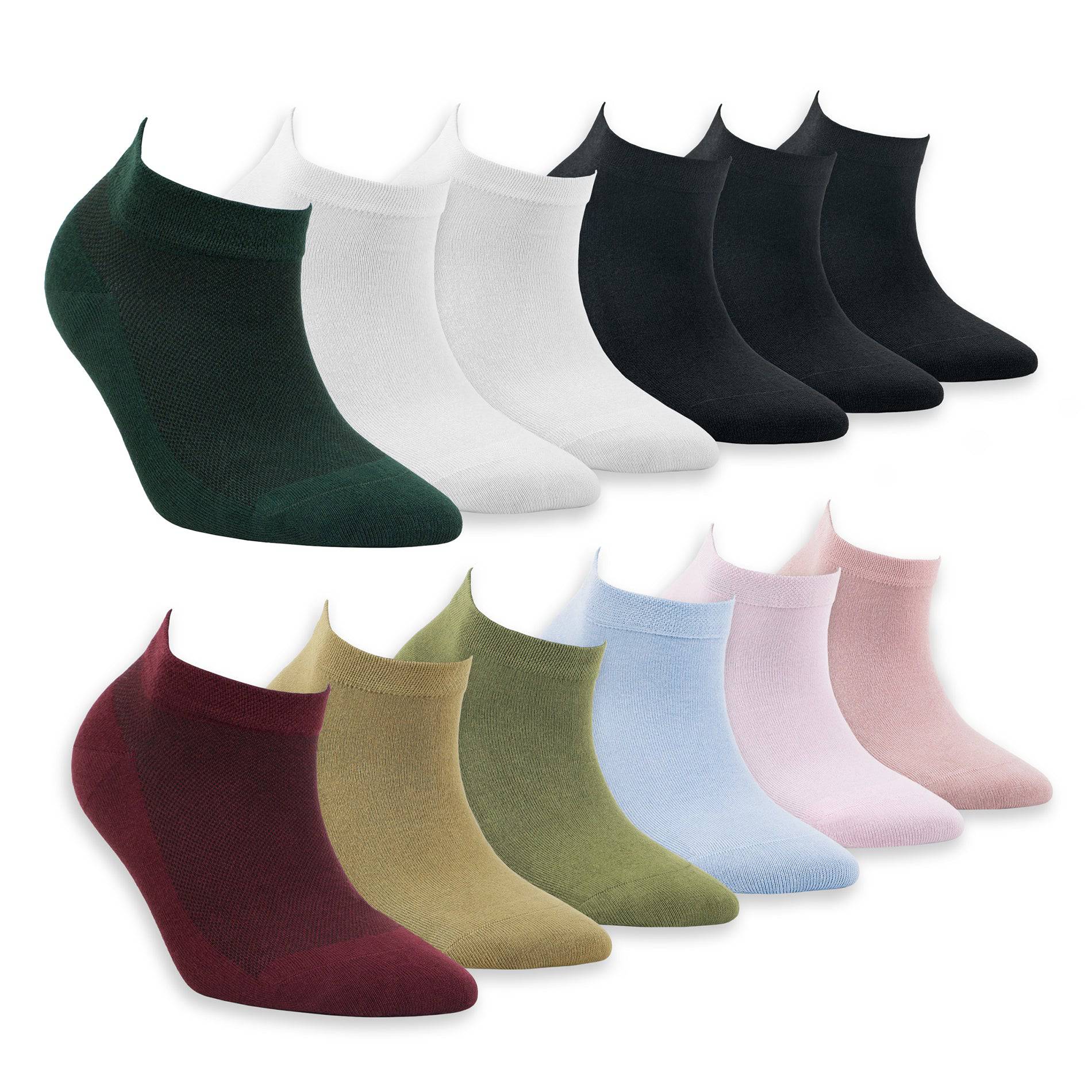 Bambooven Women’s Casual Ankle Socks – (12 Pack)-554 - Bambooven
