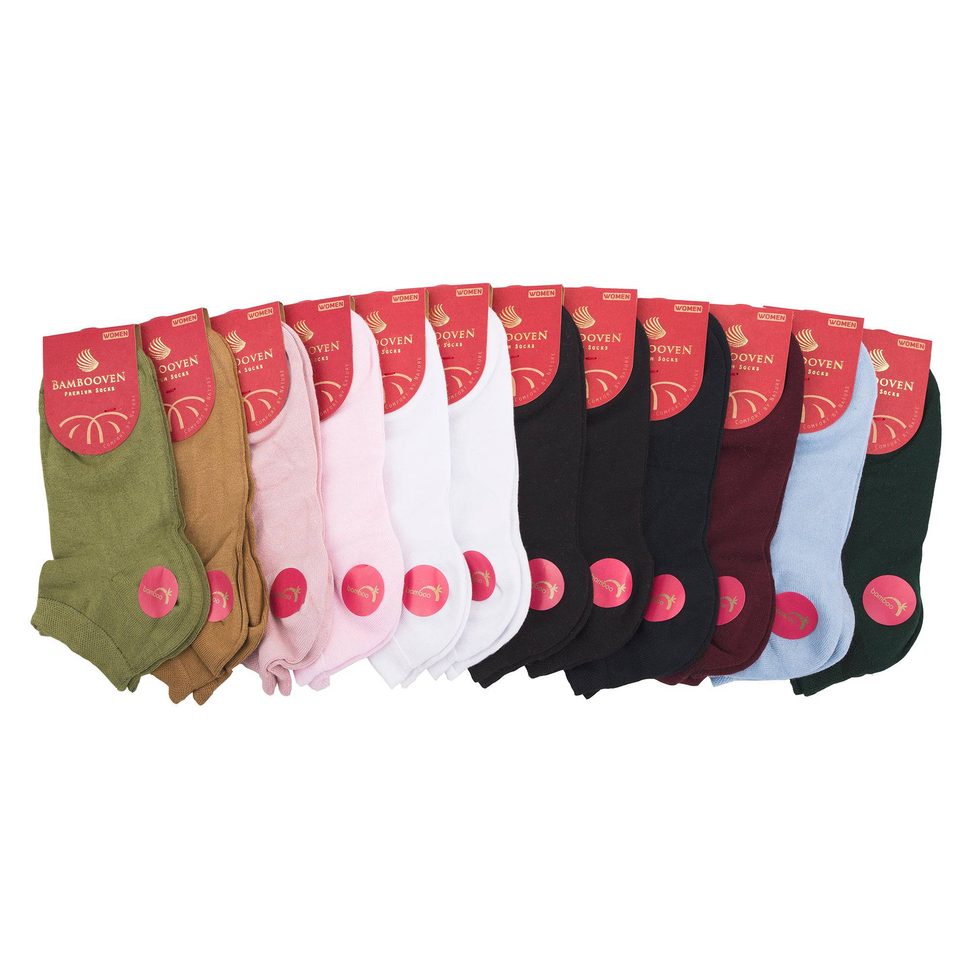 Bambooven Women’s Casual Ankle Socks – (12 Pack)-554 - Bambooven