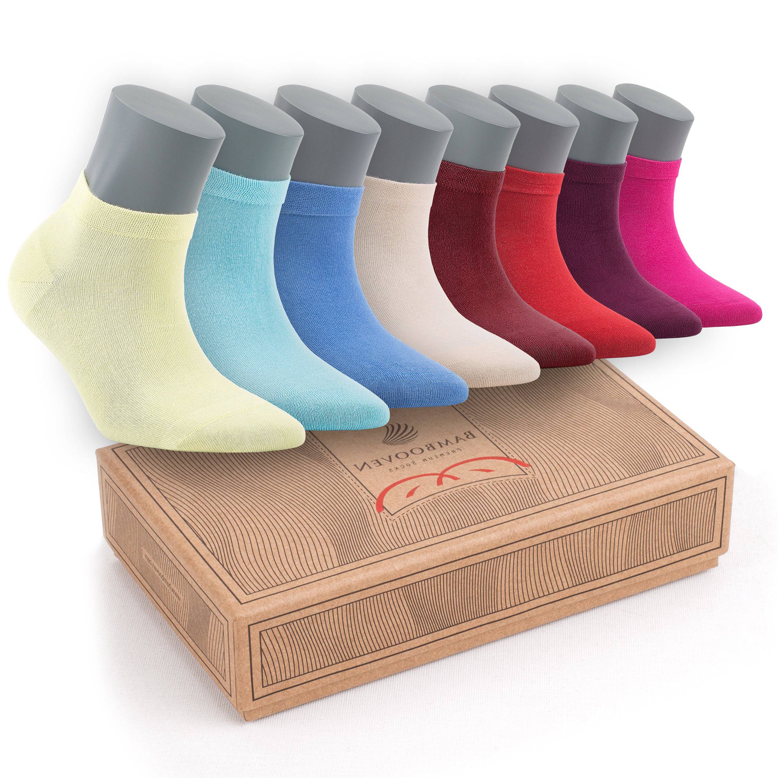 Bambooven Women’s Casual Ankle Socks – (8 Pack, Mixed Colors)-598 - Bambooven