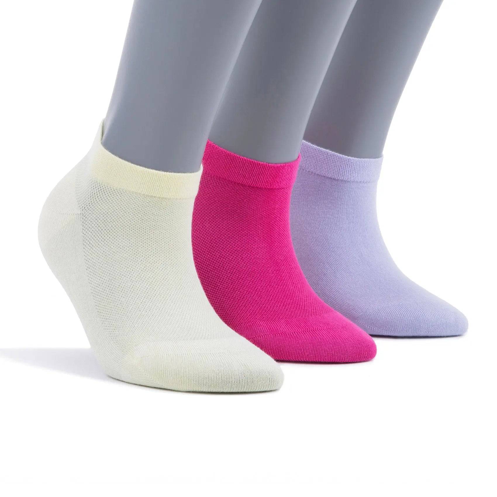Bambooven Women’s Casual Ankle Socks – Premium Bamboo, Super Soft, Odor Free and Breathable, Ankle Socks, Low-Cut Socks, Sneaker Socks, Luxury Bamboo Fibers (3 Pack) - 452 - Bambooven