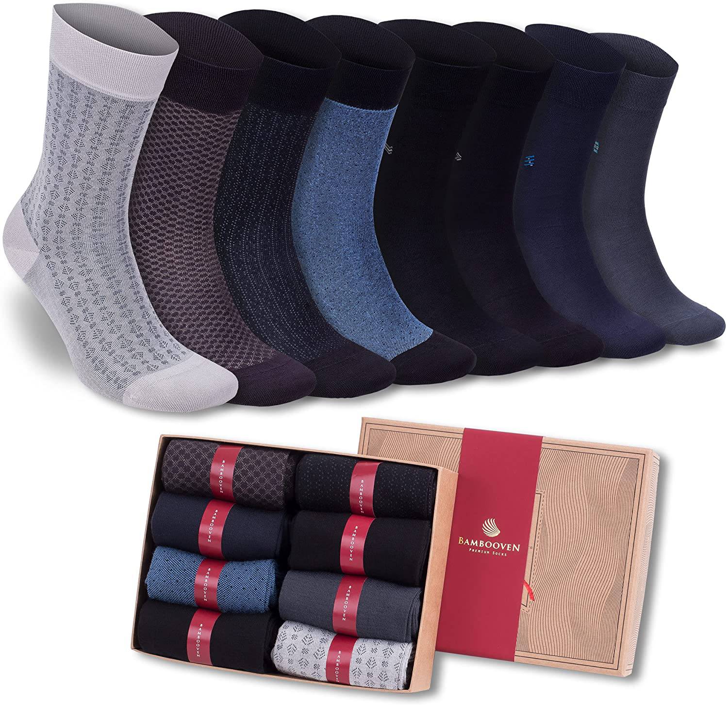 Bambooven Men’s Bamboo Dress Socks – Soft & Odor-Free (8 Pack)-592 - Bambooven