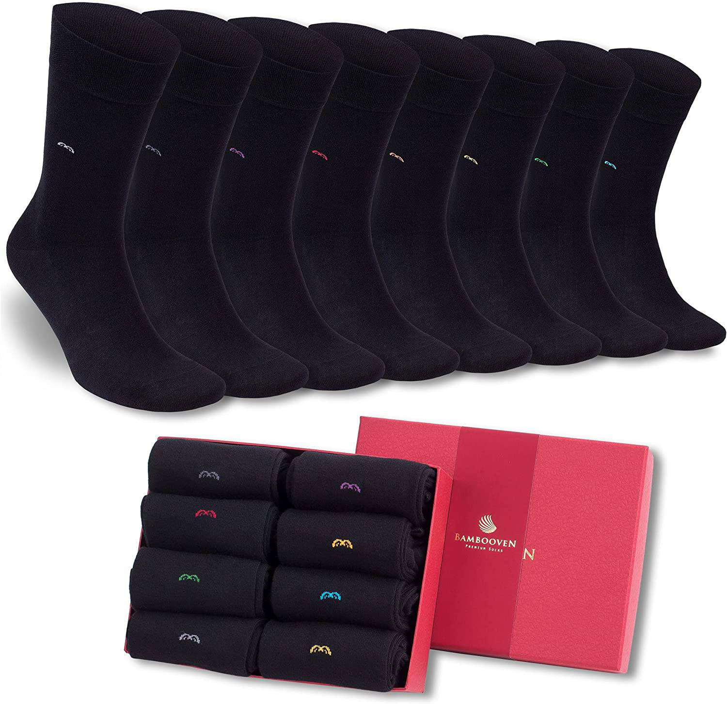 Bambooven Men’s Black Dress & Trouser Socks – Soft & Odor-Free (8 Pack)-633 - Bambooven