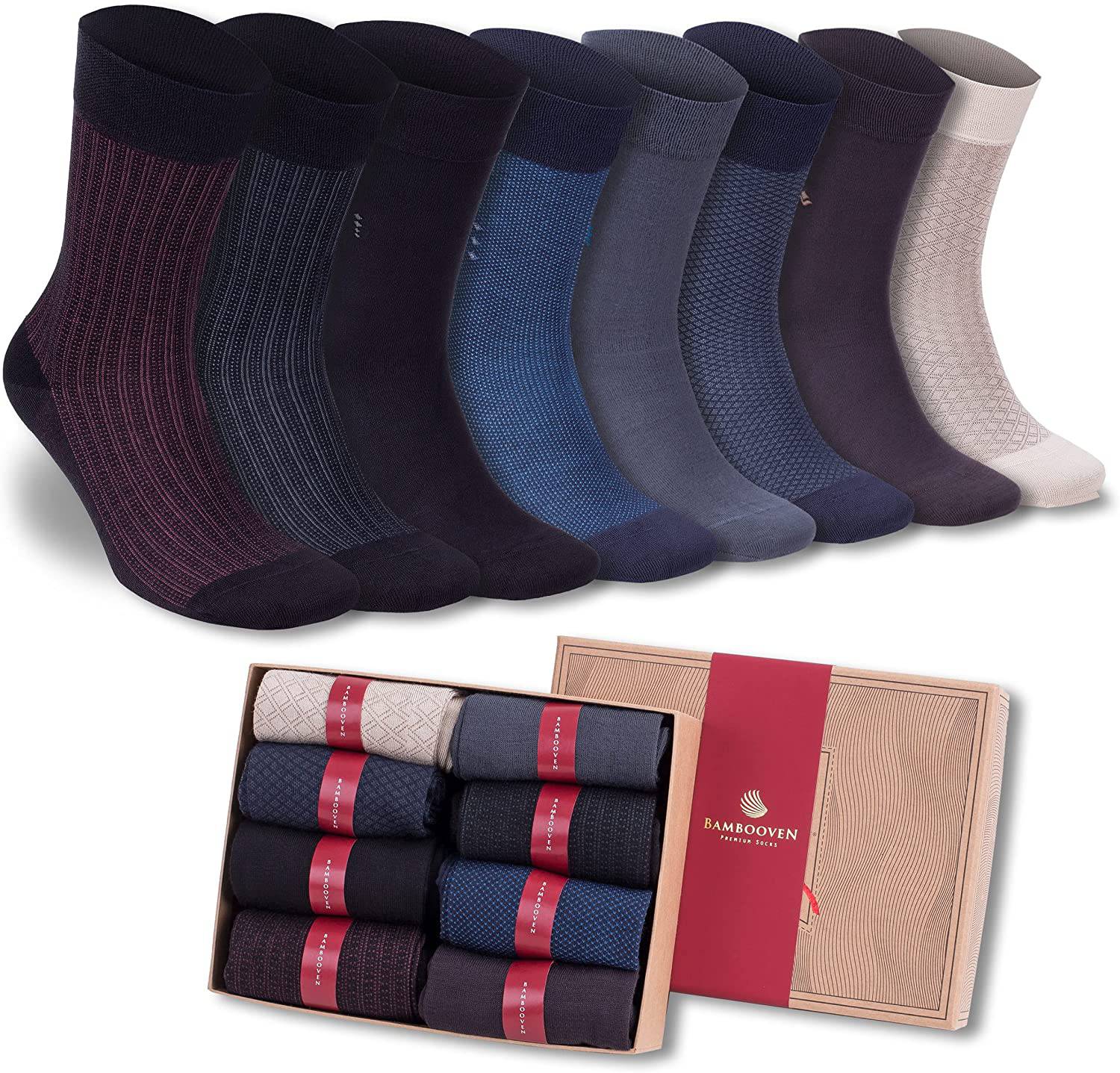 Bambooven Men’s Lightweight Dress & Trouser Socks – (8 Pack) 543 - Bambooven