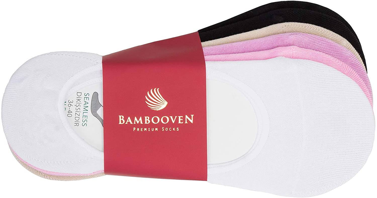 Bambooven Women's Bamboo Premium No Show Invisible Socks 6 Pairs-612 - Bambooven