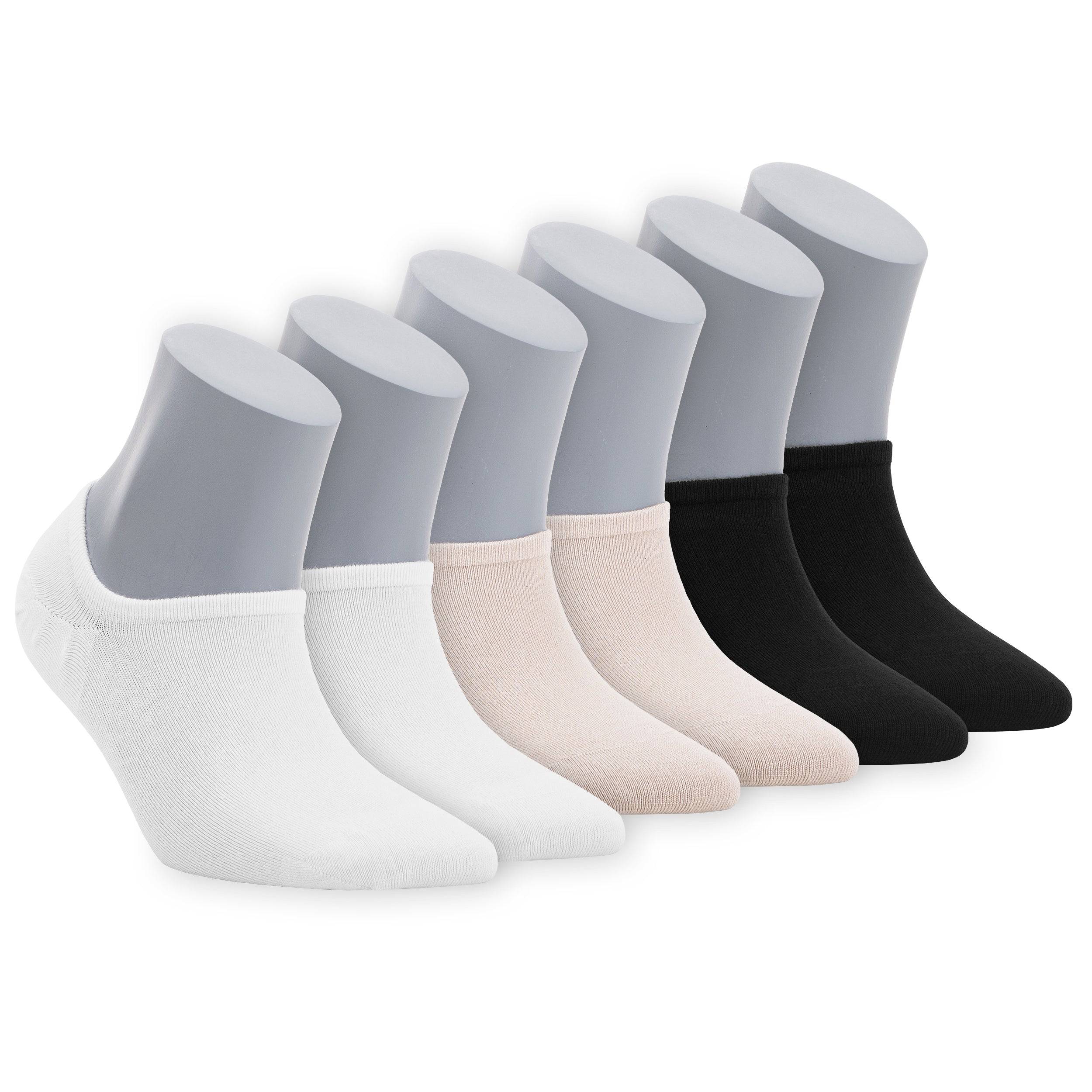 Bambooven Women's Premium Ultra Soft Bamboo No Show Casual Socks, 6pk.-553 - Bambooven