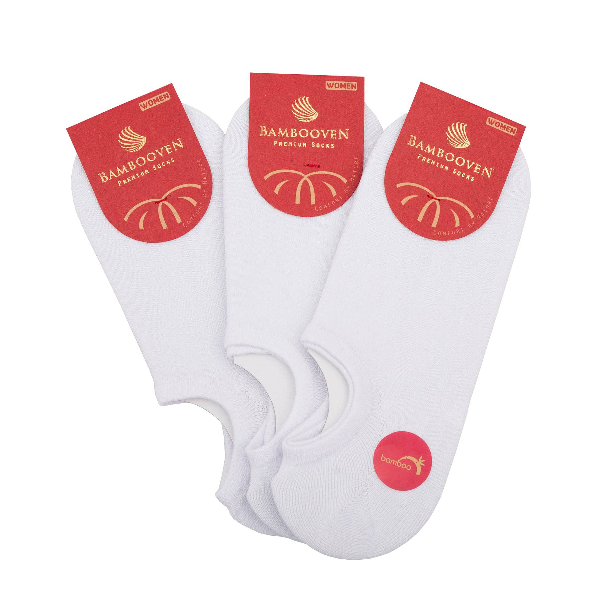 Bambooven Women's Premium Ultra Soft Bamboo No Show Casual White Socks, 6pk. -611 - Bambooven
