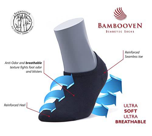 BAMBOOVEN Women’s Diabetic Dress and Trouser Socks – Premium Bamboo, Super Soft, Odor Free & Breathable, Calf Socks, Crew Socks (2 Pack) White-Black-530 - Bambooven