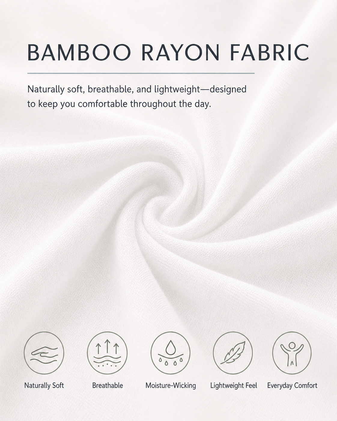 Bambooven men's bamboo V-neck undershirt bamboo rayon fabric infographic